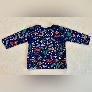 Hanna Andersson Christmas Reindeer Print Knit Top Sz 6-12 Months